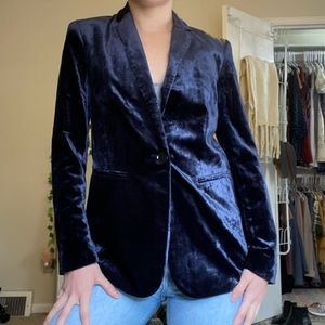 NWOT ann taylor midnight blue velvet blazer